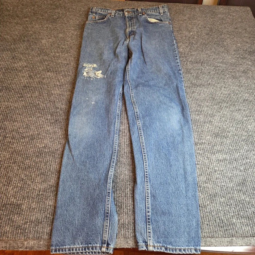 Levi's Orange Tab 550 Relaxed Fit Tapered Leg Distressed Jeans Denim Men W33 L34